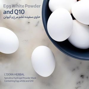 ماسک پودری اسپیرولینا هیدروژلی حاوی سفیده تخم مرغ و کیوتن لدورا کر 12 عددی