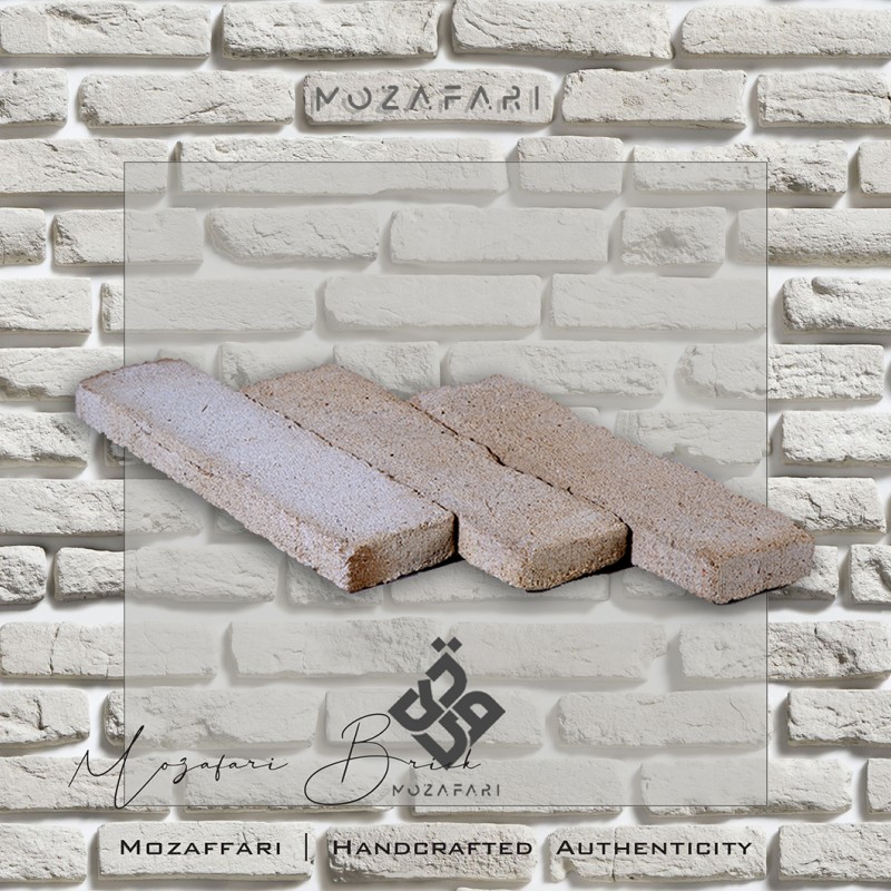 آجر (پلاک) رستیک سنتی سفید تک کد 2.5*6*24