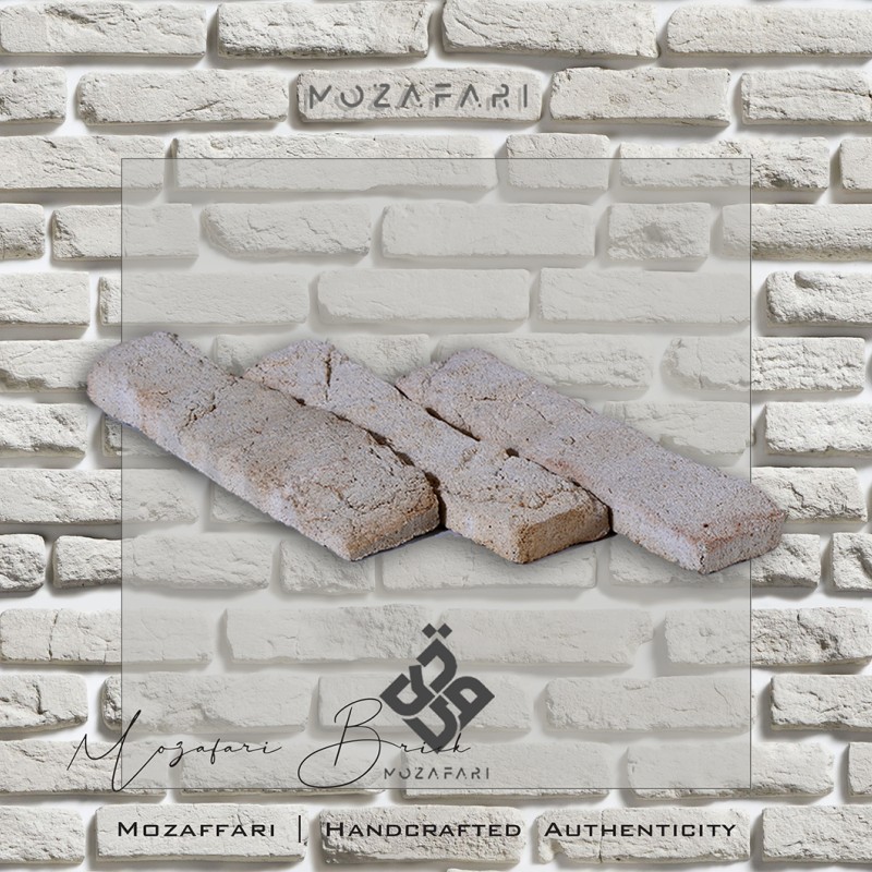 آجر (پلاک) رستیک سنتی صخره ای سفید تک کد 2.5*21*5
