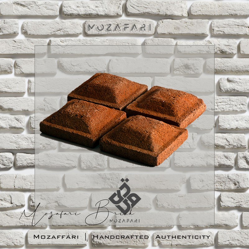 آجر (پلاک) رستیک هرمی شاموتی رندوم 8*8
