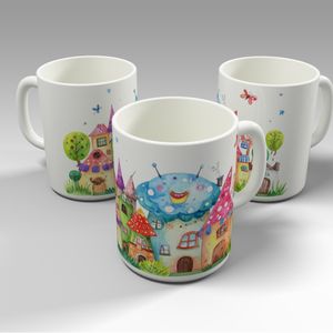 فایل RAR طرح آماده چاپ روی ماگ - طرح خانه قارچی