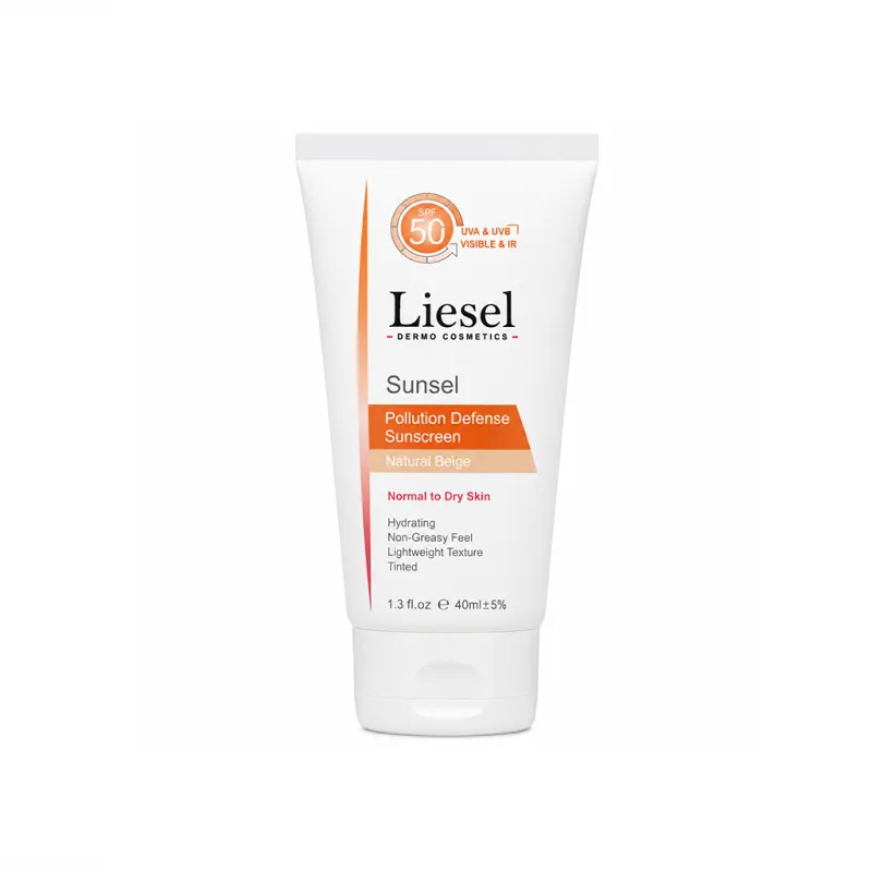 کرم ضد آفتاب لایسل SPF50 رنگ بژ طبیعی  مناسب پوست نرمال و خشک