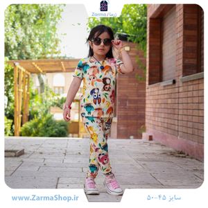 ست تیشرت و شلوار دخترانه با طرح توت فرنگی رنگی
