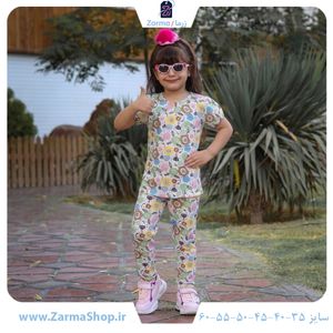 ست تیشرت و شلوار دخترانه با طرح کارتونی خرگوشی