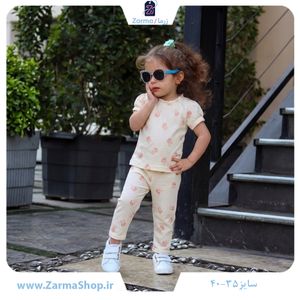 ست تیشرت و شلوار دخترانه با طرح کارتونی تک‌شاخ (رنگ بنفش پاستیلی)