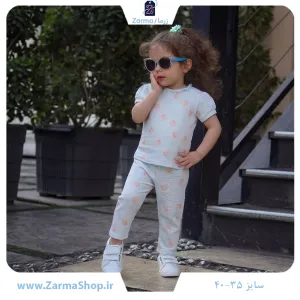 ست تیشرت و شلوار دخترانه با طرح خرگوش کوچولو (رنگ آبی روشن)