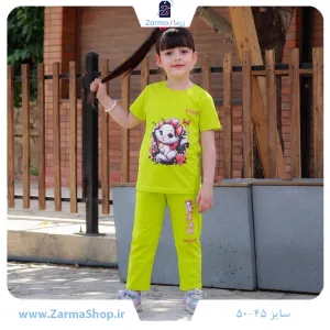 ست تیشرت و شلوار دخترانه با طرح خرگوش کوچولو (رنگ آبی روشن)