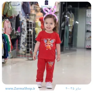 ست تیشرت و شلوار دخترانه با طرح لگو فرشته (رنگ صورتی)
