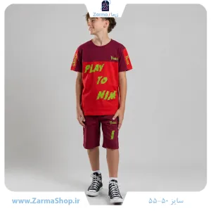 ست تیشرت و شلوارک  پسرانه طرح بازی