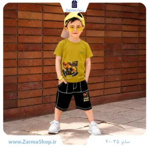 ست تیشرت پنبه و شلوارک کتان پسرانه طرح بسکتبالیست شیکاگو (رنگ زرشکی)