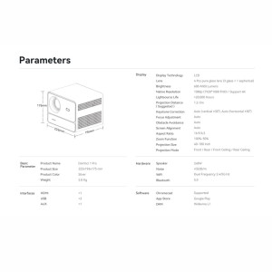 امکانات ویدیو پرژکتور ونبو مدل Wanbo  Video Projector Davinci 1