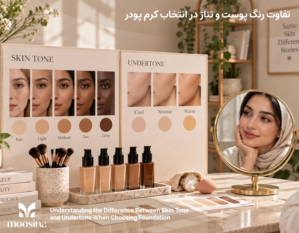 تفاوت رنگ و تناژ پوست برای انتخاب رنگ مناسب کرمپودر