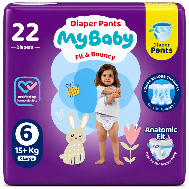 پوشک شورتی کانال دار مای بیبی my baby سایز 6 (22 عددی)