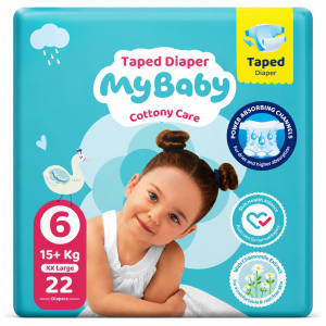 پوشک چسبی کانال دار مای بیبی my baby سایز 6 ، 22 عددی