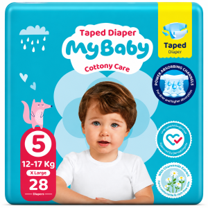 پوشک چسبی کانال دار مای بیبی my baby سایز 5 ، 28 عددی