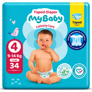 پوشک چسبی کانال دار مای بیبی my baby سایز 4 ، 34 عددی
