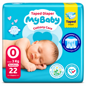 پوشک چسبی کانال دار مای بیبی my baby سایز 0 ، 22 عددی
