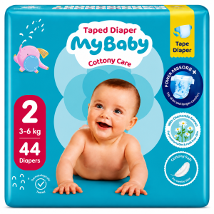 پوشک چسبی کانال دار مای بیبی my baby سایز 2 ، 44 عددی