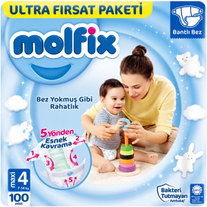 پوشک اقتصادی مولفیکس چسبی سایز 4 تعداد 100 عددی