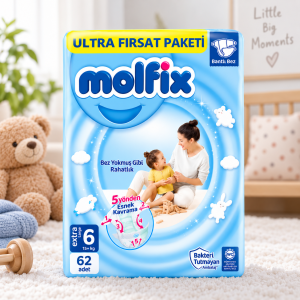 پوشک اقتصادی مولفیکس چسبی سایز 6 تعداد 62 عددی