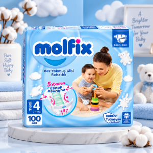 پوشک اقتصادی مولفیکس چسبی سایز 4 تعداد 100 عددی
