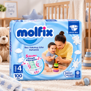پوشک اقتصادی مولفیکس چسبی سایز 4 تعداد 100 عددی