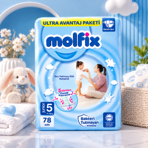 پوشک اقتصادی بچه مولفیکس چسبی سایز 5 تعداد 78 عددی