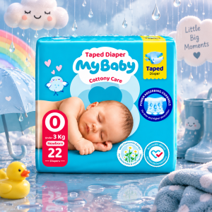 پوشک چسبی کانال دار مای بیبی my baby سایز 0 ، 22 عددی