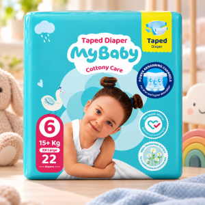 پوشک چسبی کانال دار مای بیبی my baby سایز 6 ، 22 عددی