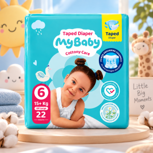 پوشک چسبی کانال دار مای بیبی my baby سایز 6 ، 22 عددی