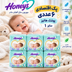 پک اقتصادی ۶ عددی پوشک هانیز سایز ۱ (20) (Honeys Golden Care)