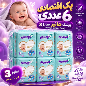 پک اقتصادی ۶ عددی پوشک هانیز سایز ۳ (Honeys Golden Care)
