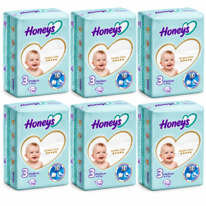 پک اقتصادی ۶ عددی پوشک هانیز سایز ۳ (14 عددی ) (Honeys Golden Care)