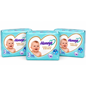 پک اقتصادی ۳ عددی پوشک هانیز سایز ۳ ( 38 عددی ) (Honeys Golden Care)