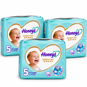 پک اقتصادی ۳ عددی پوشک هانیز سایز ۵ (۲۸ عددی) (Honeys Golden Care)