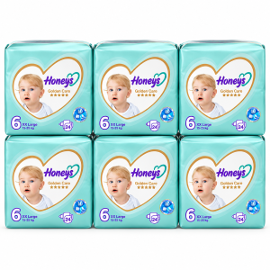 پک اقتصادی ۶ عددی پوشک هانیز سایز ۶ (۲۴ عددی) | Honeys Golden Care
