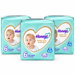 پک اقتصادی ۳ عددی پوشک هانیز سایز ۶ (۲۴ عددی) | Honeys Golden Care