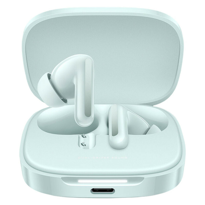 هدفون بلوتوثی شیائومی مدل Redmi Buds 6 با نویز کنسلینگ فعال (ANC)، درگاه شارژ USB Type-C، دارای میکروفون دوگانه با ENC (کاهش نویز محیط)، مقاوم در برابر رطوبت و عرق