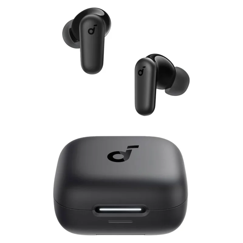 هدفون بلوتوثی انکر مدل Soundcore P30i با نویز کنسلینگ فعال (ANC)، درگاه شارژ USB Type-C، دارای 4 میکروفون با فناوری هوش مصنوعی، مجهز به دکمه لمسی و نشانگر LED مقاوم در برابر رطوبت و گردوغبار