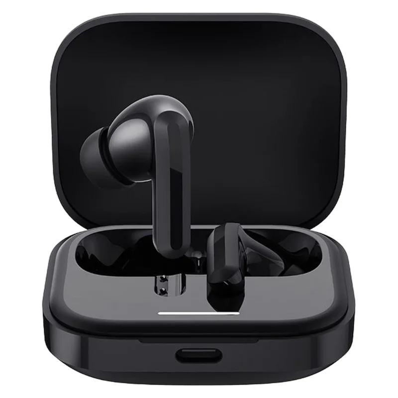 هدفون بلوتوثی شیائومی مدل Redmi Buds 5 با نویز کنسلینگ فعال (ANC)، درگاه شارژ USB Type-C، دارای نشانگر روی محفظه شارژ