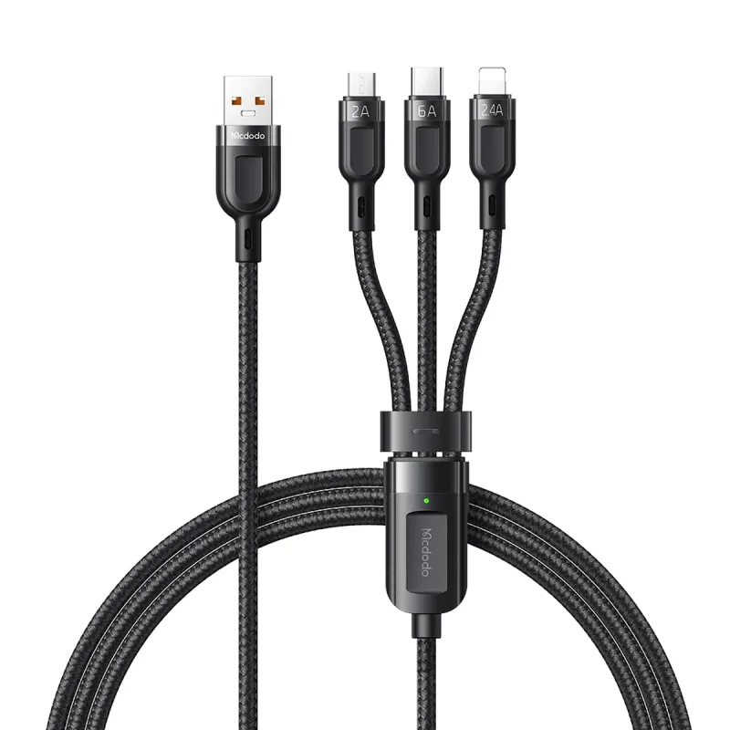 کابل تبدیل  USB به microUSB / لایتنینگ / USB-C مک دودو مدل CA-0930 طول 1.2 متر