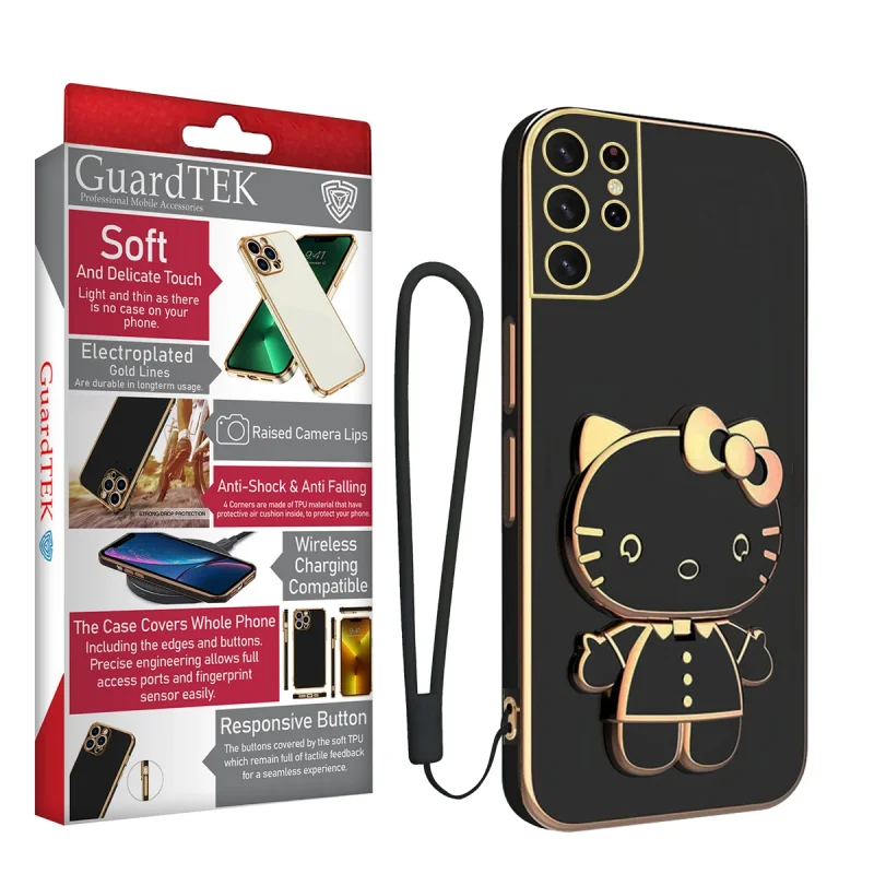 کاور گاردتک اساک مدل Kitty Strap مناسب برای گوشی موبایل سامسونگ Galaxy S21 Ultra به همراه بندآویز