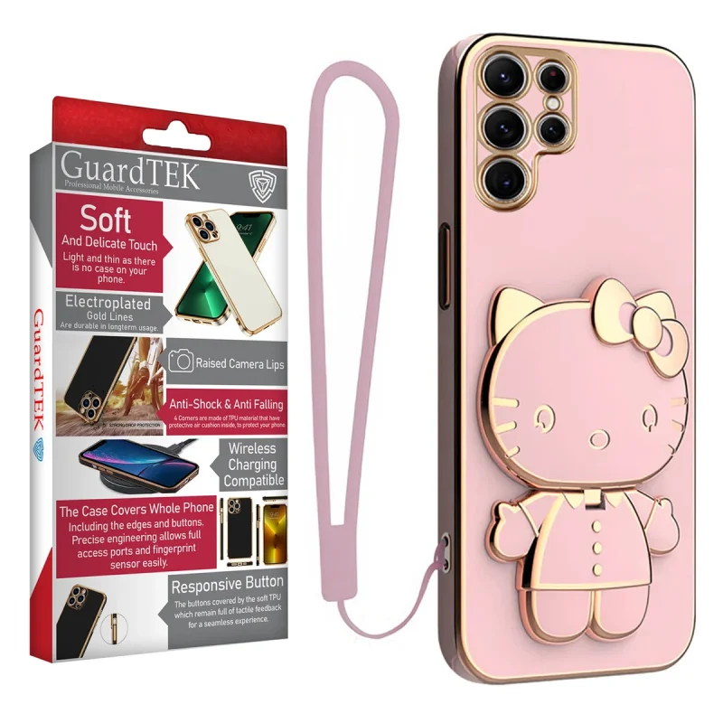 کاور گاردتک اساک مدل Kitty Strap مناسب برای گوشی موبایل اپل آیفون Galaxy S23 Ultra به همراه بند