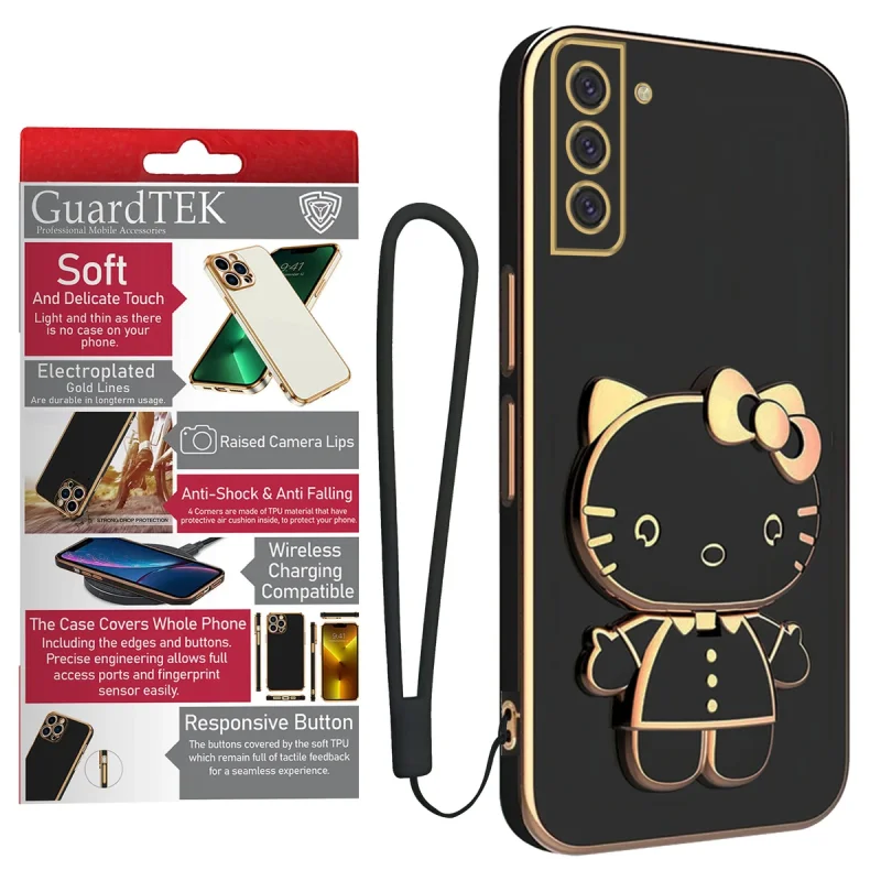 کاور گاردتک آساک مدل Kitty Strap مناسب برای گوشی موبایل سامسونگ Galaxy S21 به همراه بندآویز