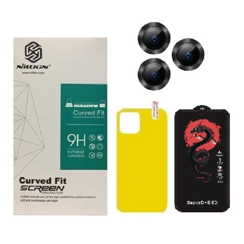 محافظ صفحه نمایش نیلکین مدل HORO مناسب برای گوشی موبایل اپل iPhone 12 Pro به همراه محافظ پشت گوشی و محافظ لنز دوربین