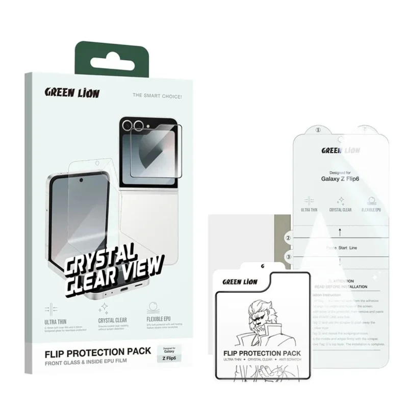 محافظ صفحه نمایش گرین لاین مدل Crystal Clear View مناسب برای گوشی موبایل سامسونگ Galaxy Z Flip 7 FE / Z Flip 6