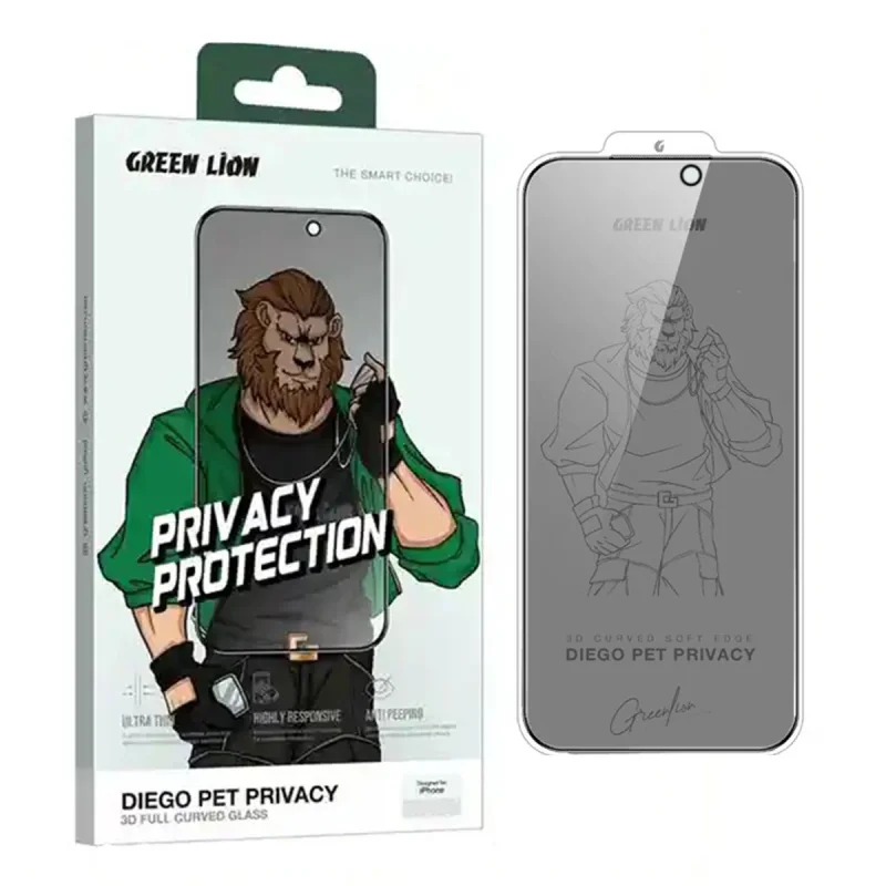 محافظ صفحه نمایش حریم شخصی گرین لاین مدل Diego Pet Privacy مناسب برای گوشی موبایل اپل  iPhone 16 Pro