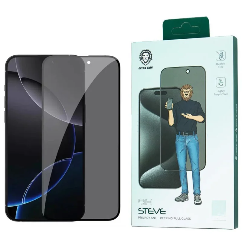 محافظ صفحه نمایش حریم خصوصی گرین لاین مدل 9H Steve privacy مناسب برای گوشی موبایل اپل iphone 15 Pro Max