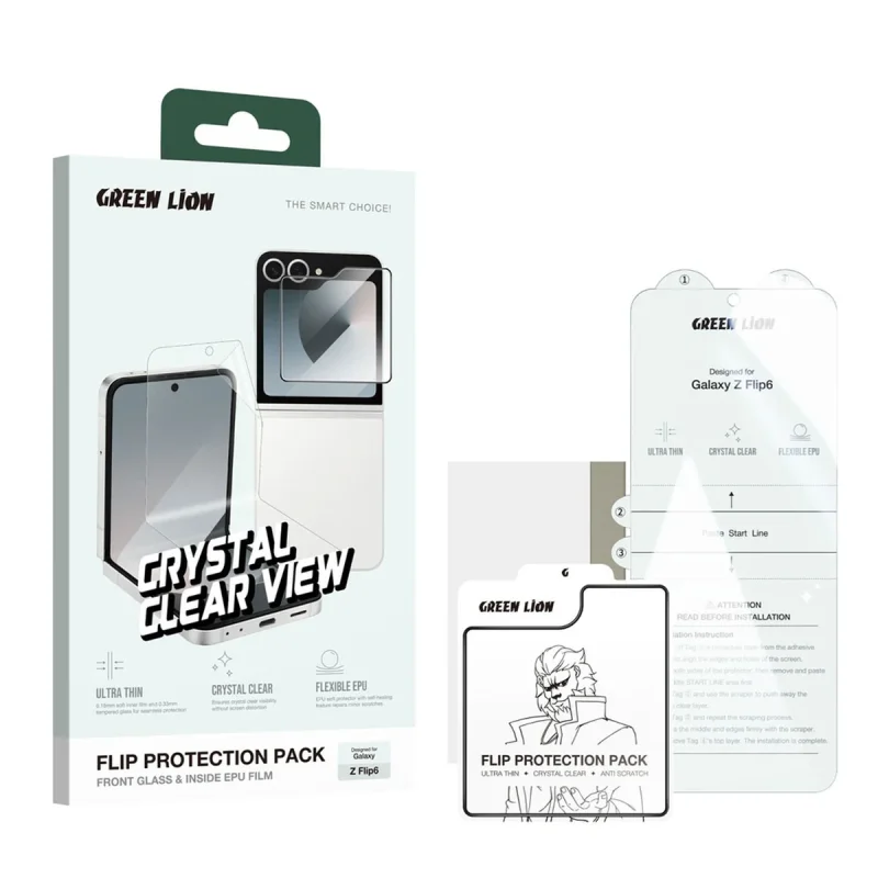 محافظ صفحه نمایش گرین لاین مدل Crystal Clear View مناسب برای گوشی موبایل سامسونگ Galaxy Z Flip 6