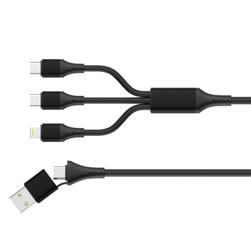 کابل تبدیل USB / USB-C به USB-C / لایتنینگ الدینیو مدل 3IN1 LC97uc طول 1.2 متر